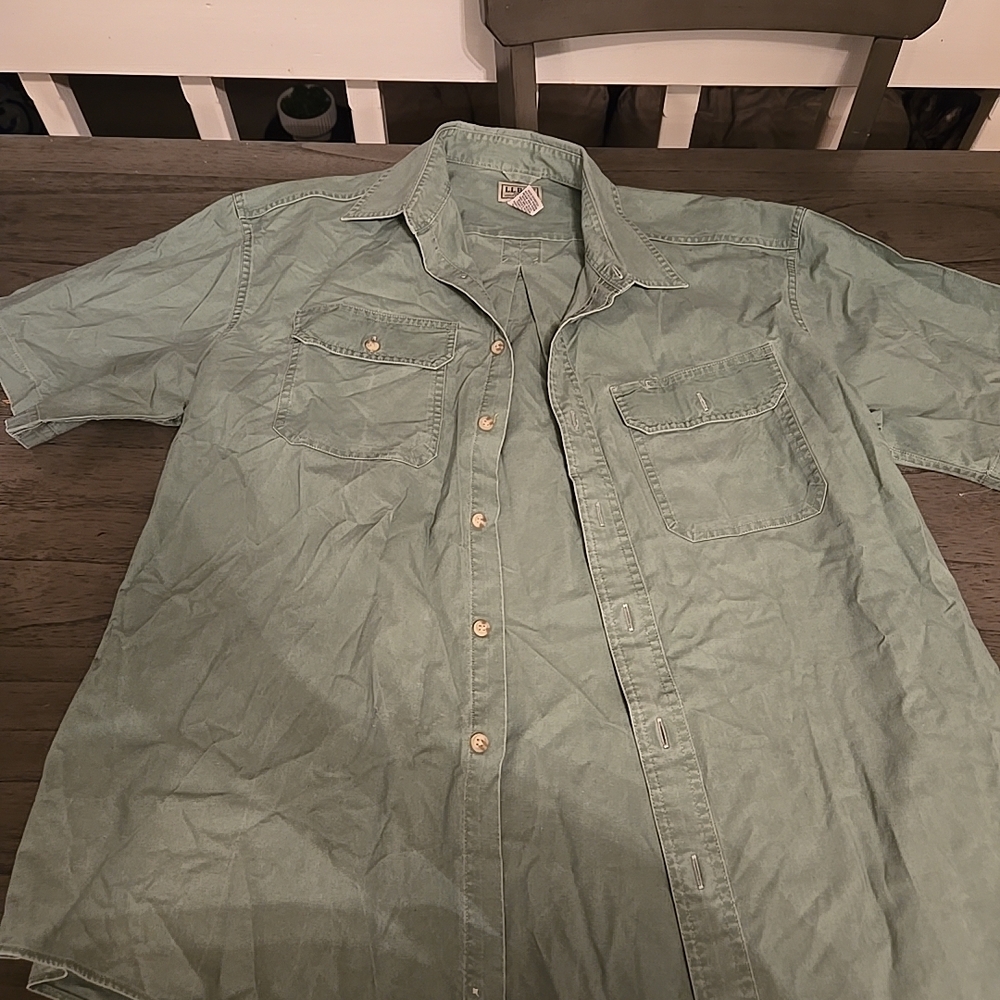L.L. Bean Casual Sage Green Button-Down Shirt